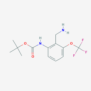 molecular formula C13H17F3N2O3 B2584128 Tert-butyl N-[2-(aminomethyl)-3-(trifluoromethoxy)phenyl]carbamate CAS No. 1397243-37-6