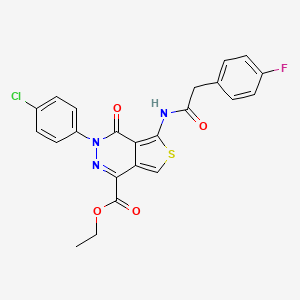 molecular formula C23H17ClFN3O4S B2584129 3-(4-氯苯基)-5-[[2-(4-氟苯基)乙酰]氨基]-4-氧代噻吩并[3,4-d]嘧啶-1-羧酸乙酯 CAS No. 851950-77-1
