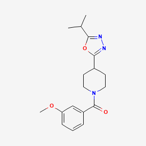 molecular formula C18H23N3O3 B2584133 (4-(5-Isopropyl-1,3,4-oxadiazol-2-yl)piperidin-1-yl)(3-methoxyphenyl)methanone CAS No. 1211791-02-4