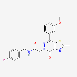 molecular formula C22H19FN4O3S B2584134 N-(4-氟苄基)-2-(7-(3-甲氧基苯基)-2-甲基-4-氧代噻唑并[4,5-d]嘧啶-5(4H)-基)乙酰胺 CAS No. 942004-29-7