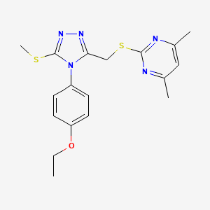 molecular formula C18H21N5OS2 B2584137 2-[[4-(4-乙氧苯基)-5-甲硫基-1,2,4-三唑-3-基]甲硫基]-4,6-二甲基嘧啶 CAS No. 868222-24-6