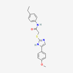molecular formula C20H21N3O2S B2584145 N-(4-ethylphenyl)-2-((5-(4-methoxyphenyl)-1H-imidazol-2-yl)thio)acetamide CAS No. 941956-63-4