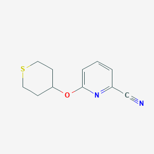 molecular formula C11H12N2OS B2584146 6-(Thian-4-yloxy)pyridine-2-carbonitrile CAS No. 2202367-72-2