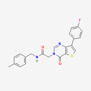 molecular formula C22H18FN3O2S B2584147 2-[7-(4-氟苯基)-4-氧代噻吩并[3,2-d]嘧啶-3(4H)-基]-N-(4-甲基苄基)乙酰胺 CAS No. 1207050-43-8