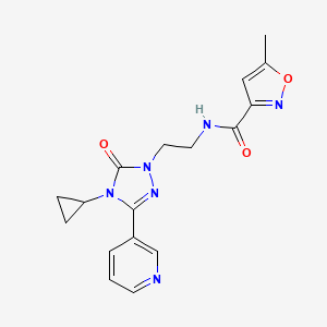 molecular formula C17H18N6O3 B2584159 N-(2-(4-cyclopropyl-5-oxo-3-(pyridin-3-yl)-4,5-dihydro-1H-1,2,4-triazol-1-yl)ethyl)-5-methylisoxazole-3-carboxamide CAS No. 1798524-24-9