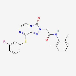 molecular formula C21H18FN5O2S B2584165 N-(2,6-二甲苯基)-2-(8-((3-氟苯基)硫代)-3-氧代-[1,2,4]三唑并[4,3-a]嘧啶-2(3H)-基)乙酰胺 CAS No. 1251593-35-7