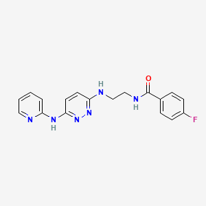 molecular formula C18H17FN6O B2584173 4-fluoro-N-(2-((6-(pyridin-2-ylamino)pyridazin-3-yl)amino)ethyl)benzamide CAS No. 1021038-69-6