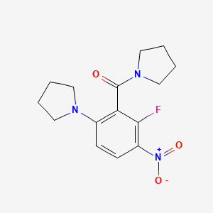 molecular formula C15H18FN3O3 B2584198 [2-Fluoro-3-nitro-6-(1-pyrrolidinyl)phenyl](1-pyrrolidinyl)methanone CAS No. 260553-17-1