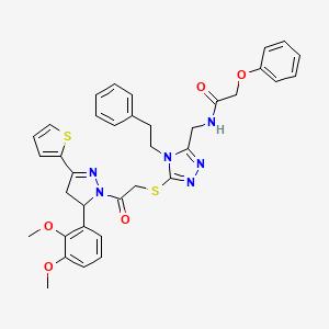 N-((5-((2-(5-(2,3-dimethoxyphenyl)-3-(thiophen-2-yl)-4,5-dihydro-1H-pyrazol-1-yl)-2-oxoethyl)thio)-4-phenethyl-4H-1,2,4-triazol-3-yl)methyl)-2-phenoxyacetamide