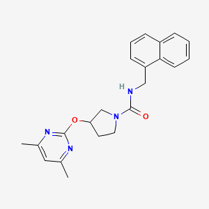 molecular formula C22H24N4O2 B2584203 3-((4,6-dimethylpyrimidin-2-yl)oxy)-N-(naphthalen-1-ylmethyl)pyrrolidine-1-carboxamide CAS No. 2034295-55-9