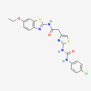 molecular formula C21H18ClN5O3S2 B2584209 2-(2-(3-(4-氯苯基)脲基)噻唑-4-基)-N-(6-乙氧基苯并[d]噻唑-2-基)乙酰胺 CAS No. 897620-95-0