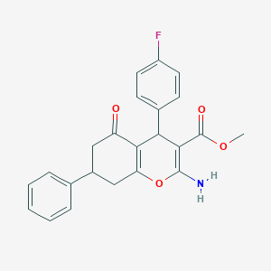 molecular formula C23H20FNO4 B258422 methyl 2-amino-4-(4-fluorophenyl)-5-oxo-7-phenyl-5,6,7,8-tetrahydro-4H-chromene-3-carboxylate 