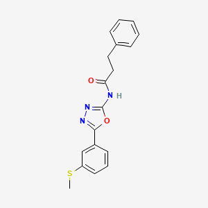 N-[5-(3-methylsulfanylphenyl)-1,3,4-oxadiazol-2-yl]-3-phenylpropanamide