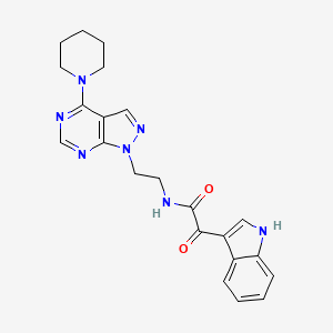 molecular formula C22H23N7O2 B2584227 2-(1H-吲哚-3-基)-2-氧代-N-(2-(4-(哌啶-1-基)-1H-吡唑并[3,4-d]嘧啶-1-基)乙基)乙酰胺 CAS No. 1172797-73-7