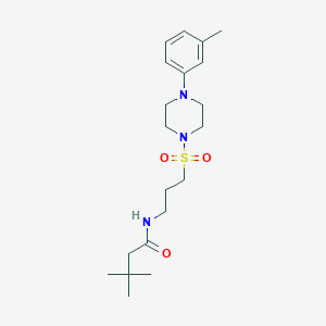 molecular formula C20H33N3O3S B2584228 3,3-dimethyl-N-(3-((4-(m-tolyl)piperazin-1-yl)sulfonyl)propyl)butanamide CAS No. 1021058-73-0
