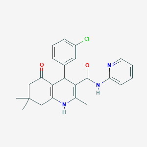 molecular formula C24H24ClN3O2 B258423 4-(3-chlorophenyl)-2,7,7-trimethyl-5-oxo-N-pyridin-2-yl-1,4,5,6,7,8-hexahydroquinoline-3-carboxamide 