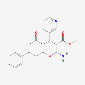 molecular formula C22H20N2O4 B258424 methyl 2-amino-5-oxo-7-phenyl-4-(3-pyridinyl)-5,6,7,8-tetrahydro-4H-chromene-3-carboxylate 