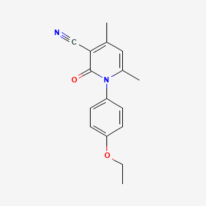 molecular formula C16H16N2O2 B2584243 1-(4-Ethoxyphenyl)-4,6-dimethyl-2-oxo-1,2-dihydropyridine-3-carbonitrile CAS No. 724753-66-6