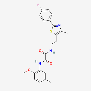 molecular formula C22H22FN3O3S B2584248 N-{2-[2-(4-fluorophenyl)-4-methyl-1,3-thiazol-5-yl]ethyl}-N'-(2-methoxy-5-methylphenyl)ethanediamide CAS No. 895802-72-9