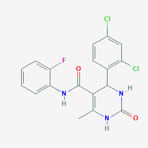 molecular formula C18H14Cl2FN3O2 B2584258 4-(2,4-dichlorophenyl)-N-(2-fluorophenyl)-6-methyl-2-oxo-1,2,3,4-tetrahydropyrimidine-5-carboxamide CAS No. 694456-97-8