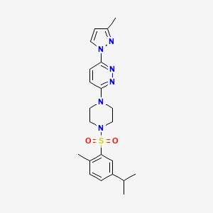 molecular formula C22H28N6O2S B2584261 3-(4-((5-isopropyl-2-methylphenyl)sulfonyl)piperazin-1-yl)-6-(3-methyl-1H-pyrazol-1-yl)pyridazine CAS No. 1013819-10-7
