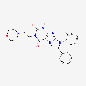 molecular formula C27H28N6O3 B2584267 1-methyl-3-(2-morpholinoethyl)-7-phenyl-8-(o-tolyl)-1H-imidazo[2,1-f]purine-2,4(3H,8H)-dione CAS No. 896291-29-5