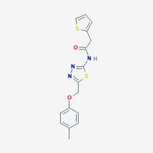 molecular formula C16H15N3O2S2 B258427 N-{5-[(4-methylphenoxy)methyl]-1,3,4-thiadiazol-2-yl}-2-(2-thienyl)acetamide 
