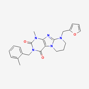 molecular formula C22H23N5O3 B2584274 9-(furan-2-ylmethyl)-1-methyl-3-[(2-methylphenyl)methyl]-7,8-dihydro-6H-purino[7,8-a]pyrimidine-2,4-dione CAS No. 876151-01-8