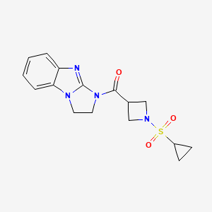 molecular formula C16H18N4O3S B2584275 (1-(cyclopropylsulfonyl)azetidin-3-yl)(2,3-dihydro-1H-benzo[d]imidazo[1,2-a]imidazol-1-yl)methanone CAS No. 1428363-87-4