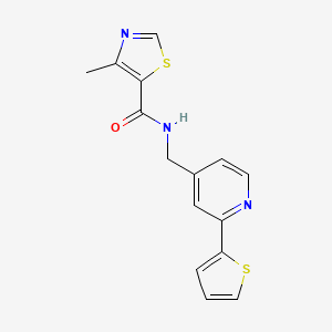 molecular formula C15H13N3OS2 B2584278 4-methyl-N-((2-(thiophen-2-yl)pyridin-4-yl)methyl)thiazole-5-carboxamide CAS No. 1903405-00-4