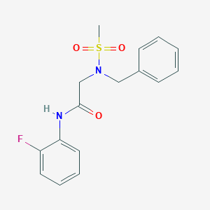 molecular formula C16H17FN2O3S B258428 2-[benzyl(methylsulfonyl)amino]-N-(2-fluorophenyl)acetamide 