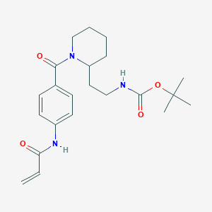 molecular formula C22H31N3O4 B2584285 Tert-butyl N-[2-[1-[4-(prop-2-enoylamino)benzoyl]piperidin-2-yl]ethyl]carbamate CAS No. 2361883-08-9