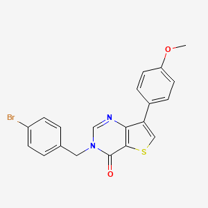 molecular formula C20H15BrN2O2S B2584299 3-(4-bromobenzyl)-7-(4-methoxyphenyl)thieno[3,2-d]pyrimidin-4(3H)-one CAS No. 1251546-25-4