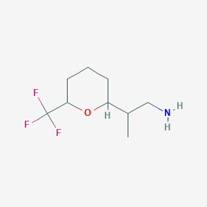 molecular formula C9H16F3NO B2584302 2-[6-(Trifluoromethyl)oxan-2-yl]propan-1-amine CAS No. 2248325-26-8