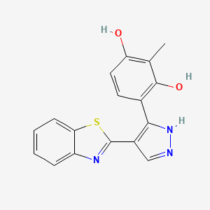 molecular formula C17H13N3O2S B2584306 4-(4-Benzothiazol-2-yl-1H-pyrazol-3-yl)-2-methyl-benzene-1,3-diol CAS No. 879473-36-6