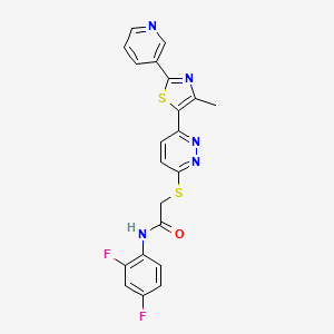 molecular formula C21H15F2N5OS2 B2584307 N-(2,4-二氟苯基)-2-((6-(4-甲基-2-(吡啶-3-基)噻唑-5-基)吡哒嗪-3-基)硫代)乙酰胺 CAS No. 955261-44-6