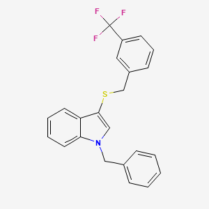 molecular formula C23H18F3NS B2584312 1-Benzyl-3-[[3-(trifluoromethyl)phenyl]methylsulfanyl]indole CAS No. 681273-40-5
