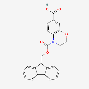 molecular formula C24H19NO5 B2584324 4-(9H-Fluoren-9-ylmethoxycarbonyl)-2,3-dihydro-1,4-benzoxazine-7-carboxylic acid CAS No. 2243508-43-0