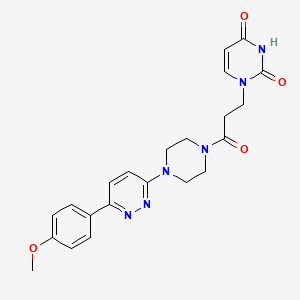 molecular formula C22H24N6O4 B2584334 1-(3-(4-(6-(4-甲氧基苯基)哒嗪-3-基)哌嗪-1-基)-3-氧代丙基)嘧啶-2,4(1H,3H)-二酮 CAS No. 1207040-94-5