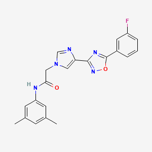 molecular formula C21H18FN5O2 B2584338 N~1~-(3,5-二甲苯基)-2-{4-[5-(3-氟苯基)-1,2,4-恶二唑-3-基]-1H-咪唑-1-基}乙酰胺 CAS No. 1251631-15-8