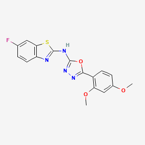 molecular formula C17H13FN4O3S B2584352 5-(2,4-dimethoxyphenyl)-N-(6-fluorobenzo[d]thiazol-2-yl)-1,3,4-oxadiazol-2-amine CAS No. 862976-40-7