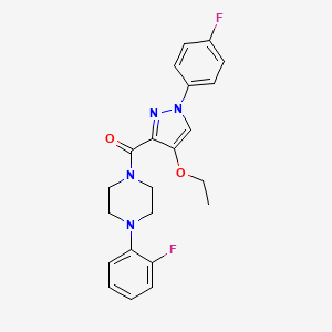 molecular formula C22H22F2N4O2 B2584355 （4-乙氧基-1-(4-氟苯基)-1H-吡唑-3-基)（4-(2-氟苯基)哌嗪-1-基)甲酮 CAS No. 1210346-42-1