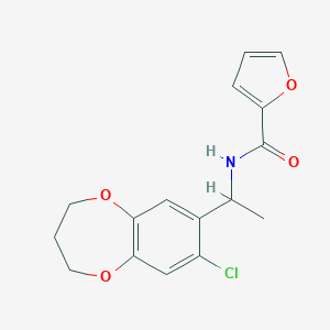 molecular formula C16H16ClNO4 B258436 N-[1-(7-chloro-3,4-dihydro-2H-1,5-benzodioxepin-8-yl)ethyl]furan-2-carboxamide 
