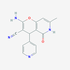 molecular formula C15H12N4O2 B2584360 2-氨基-7-甲基-5-氧代-4-(吡啶-4-基)-5,6-二氢-4H-吡喃[3,2-c]吡啶-3-腈 CAS No. 443736-59-2