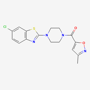 molecular formula C16H15ClN4O2S B2584372 (4-(6-クロロベンゾ[d]チアゾール-2-イル)ピペラジン-1-イル)(3-メチルイソキサゾール-5-イル)メタノン CAS No. 946287-19-0