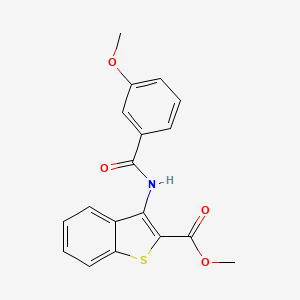 molecular formula C18H15NO4S B2584382 Methyl 3-(3-methoxybenzamido)benzo[b]thiophene-2-carboxylate CAS No. 477490-21-4