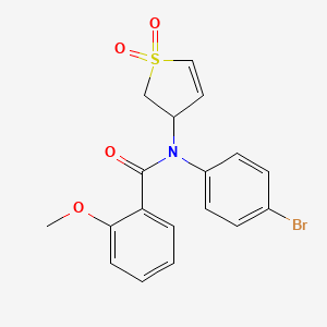 molecular formula C18H16BrNO4S B2584383 N-(4-bromophenyl)-N-(1,1-dioxido-2,3-dihydrothiophen-3-yl)-2-methoxybenzamide CAS No. 852439-86-2