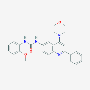 molecular formula C27H26N4O3 B2584384 1-(2-Methoxyphenyl)-3-(4-morpholino-2-phenylquinolin-6-yl)urea CAS No. 1189988-68-8