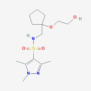 N-((1-(2-hydroxyethoxy)cyclopentyl)methyl)-1,3,5-trimethyl-1H-pyrazole-4-sulfonamide