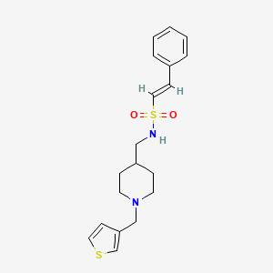 molecular formula C19H24N2O2S2 B2584410 (E)-2-苯基-N-((1-(噻吩-3-基甲基)哌啶-4-基)甲基)乙烯磺酰胺 CAS No. 1235706-04-3